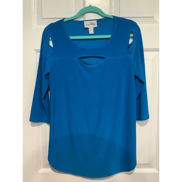 Joseph Ribkoff Tops - Joseph Ribkoff Vintage Cerulean Blue Size 8 with Front and Shoulder Cutouts